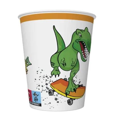 Pohár papierový 250ml /8ks dinosaurus