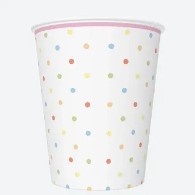 Pohár papierový 250ml /8ks farebné bodky