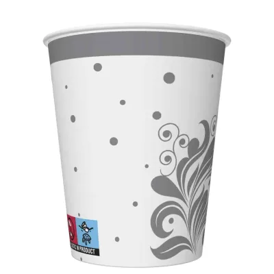 Pohár papierový 250ml /8ks strieborné bodky