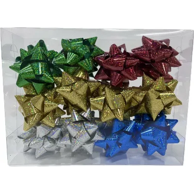 Mašľa samolepiaca hologram 8cm mix 24ks