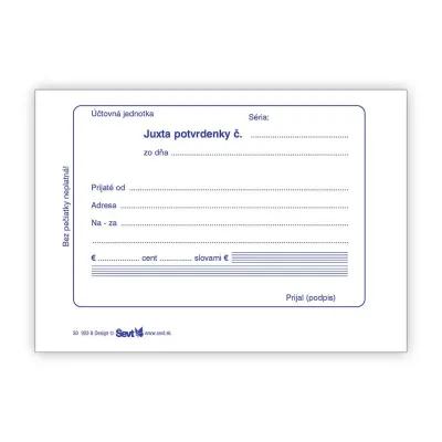 Tlačivo potvrdenka číslovaná JUXTA NCR 309038