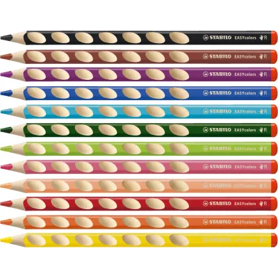 Ceruzky STABILO EASYcolors/12 3HR pravák fareb. súpr.+ strúhadlo
