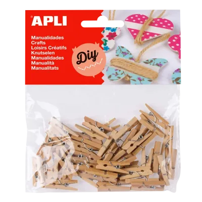 Štipce APLI drevené prírodné 25x3 mm /45ks