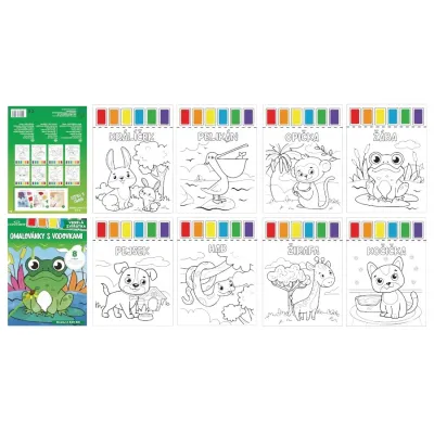 Maľovánky A4 s vodovkami CONCORDE Veselé zvieratká
