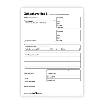 Tlačivo zákazkový list A5  100920
