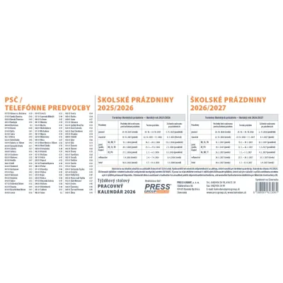 Kalendár stolový 2026 PRACOVNÝ veľký  SK-08 PRESS