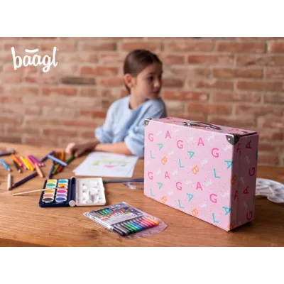 BAAGL Skladací školský kufrík Logo - ružový s kovaním