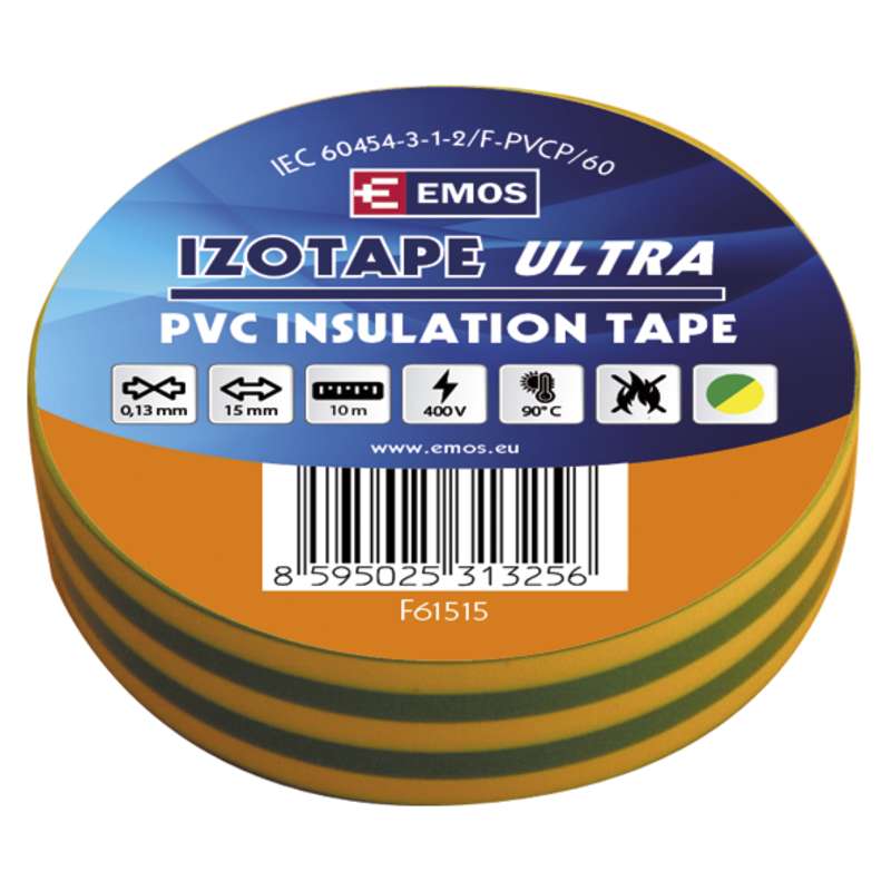 Páska izolačná PVC 15mm/10m zeleno-žltá F61515