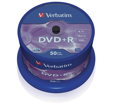 DVD+R VERBATIM 4,7 GB, 16x 50ks cake box (AZO)
