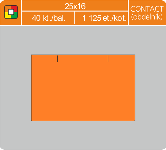 Etikety cenové 25x16 CONTACT obdĺžnik oranžové