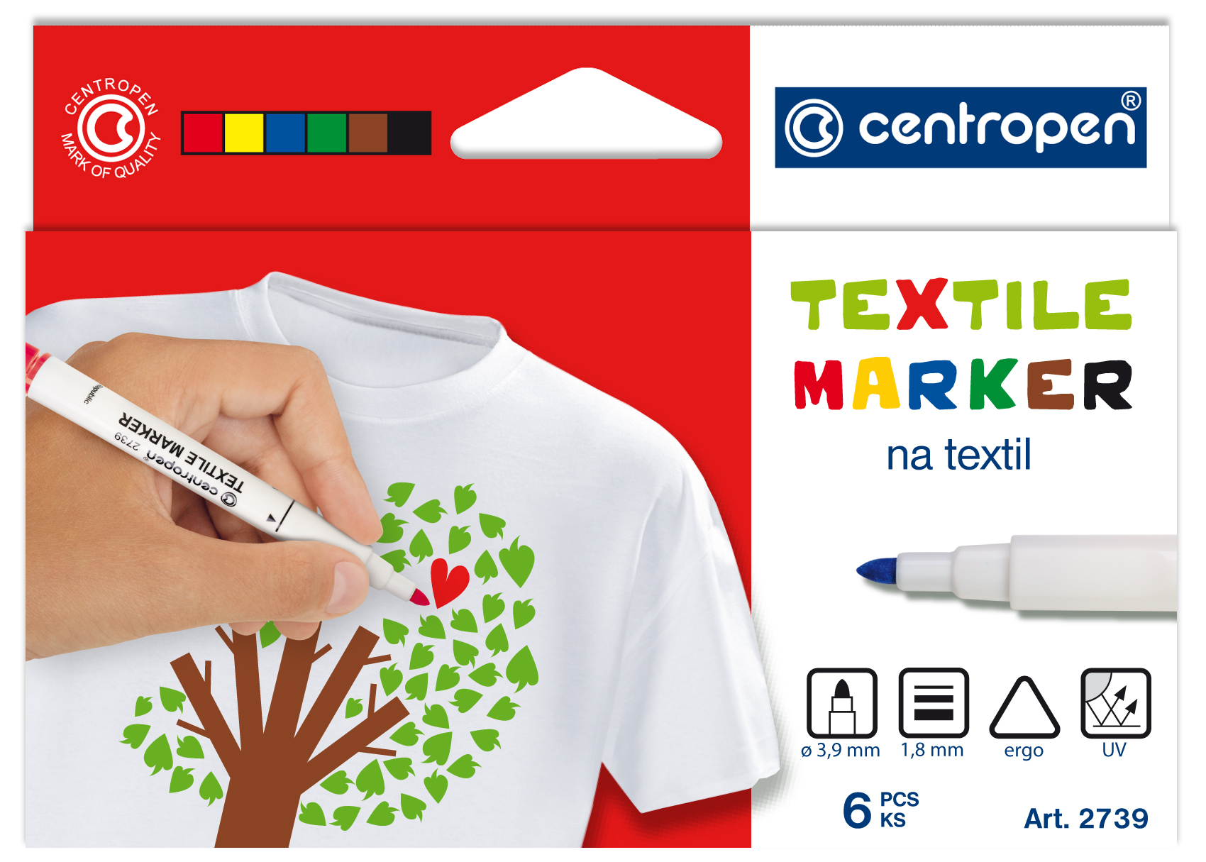 Centropen 2739/ 6  1,8 súprava značkovačov na textil
