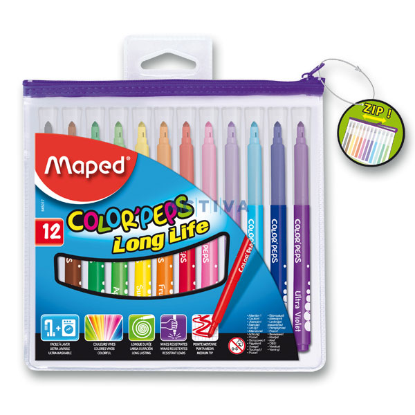 Popisovač MAPED Color Peps/12ks v púzdre na zips