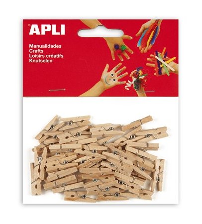 Štipce APLI drevené prírodné 25x3 mm /45ks