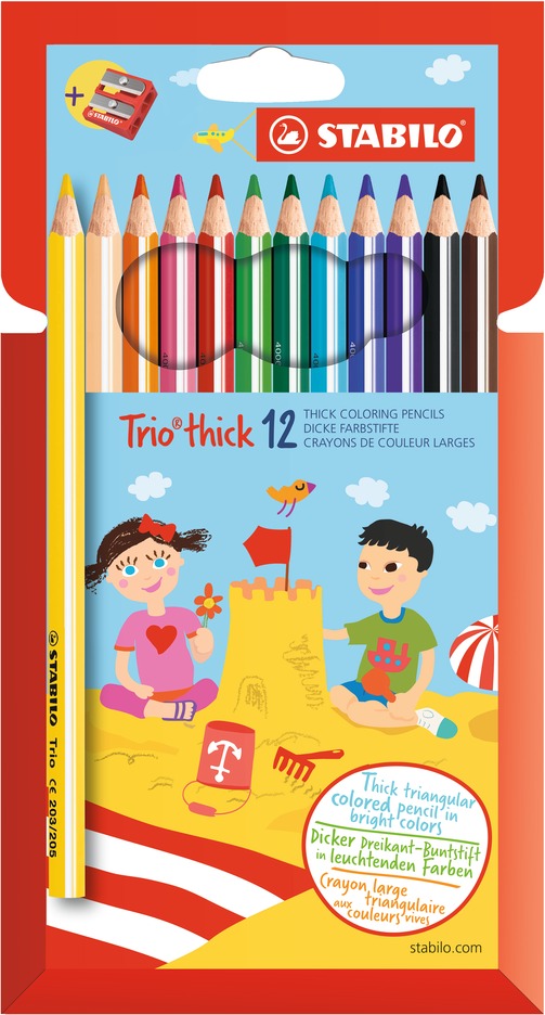 Ceruzky STABILO Trio 203/12 ks farebná súprava so strúhadlom