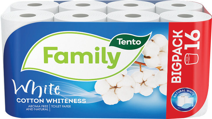 Toaletný papier TENTO Family White 16ks  2-vrst.