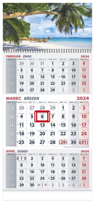Kalendár nástenný 2024 3-MESAČNÝ MORE NK-05-3