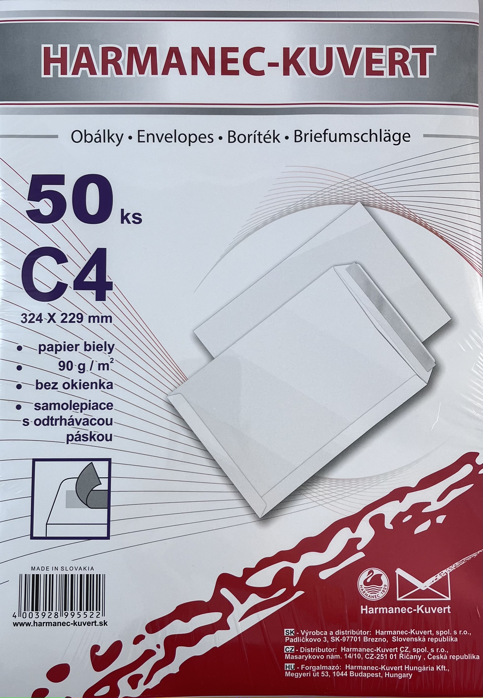 Poštové tašky C4 3B05B4/ 50ks samolep. páska balíčkové biele